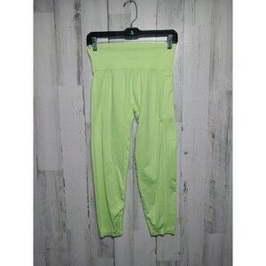 PINK VICTORIA’S SECRET Cool & Comfy Neon Yellow Cropped Seamless Leggings Medium